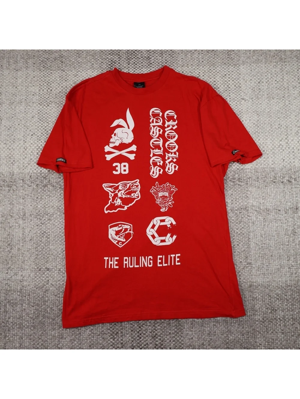 Crooks & Castles The Ruling Elite Graphic T Shirt Red Large Streetwear Skull